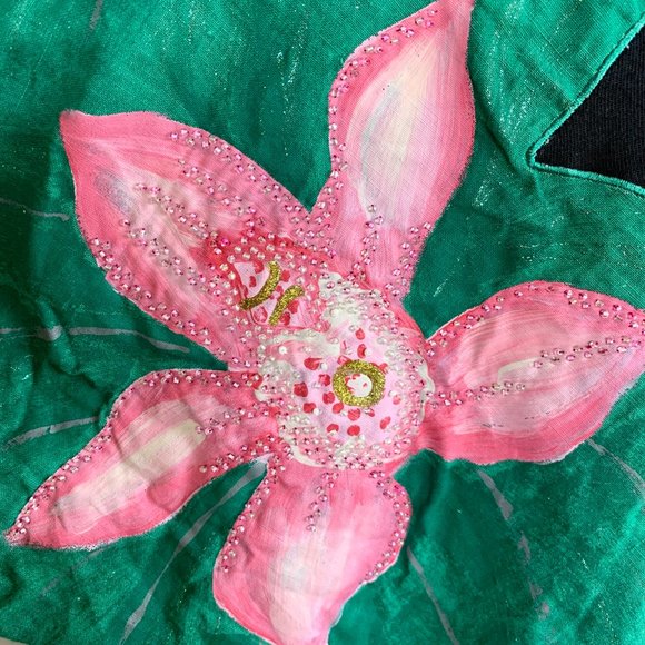 VINTAGE 80s Bonnie Boerer & Company Black Floral Beaded Top - Picture 9 of 13